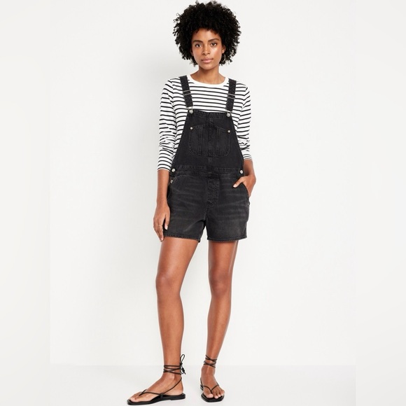 Old Navy Denim - Old Navy | Slouchy Non-Stretch Jean Shortalls Black Wash Size L
